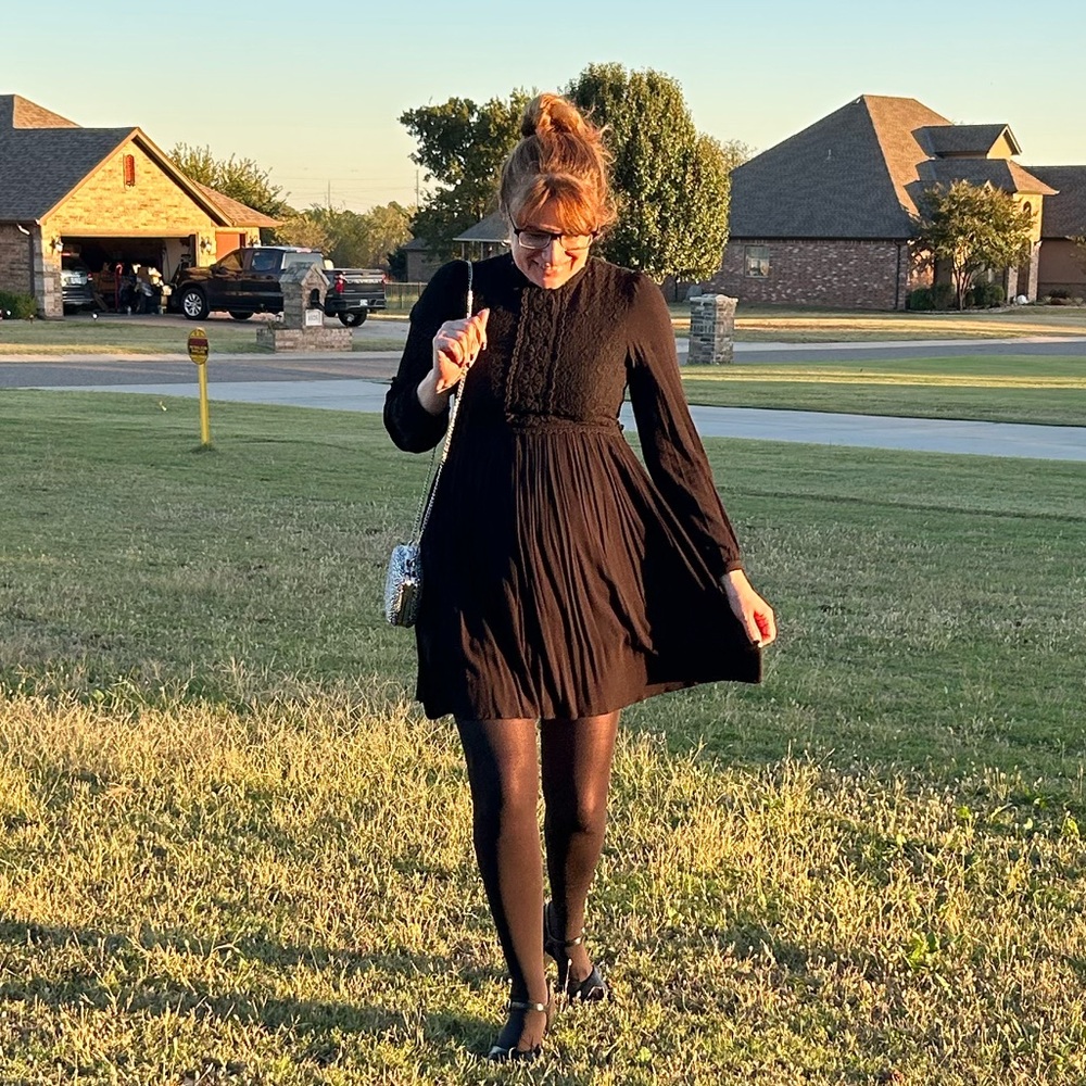 Neiman Marcus Black Long Sleeve Dress